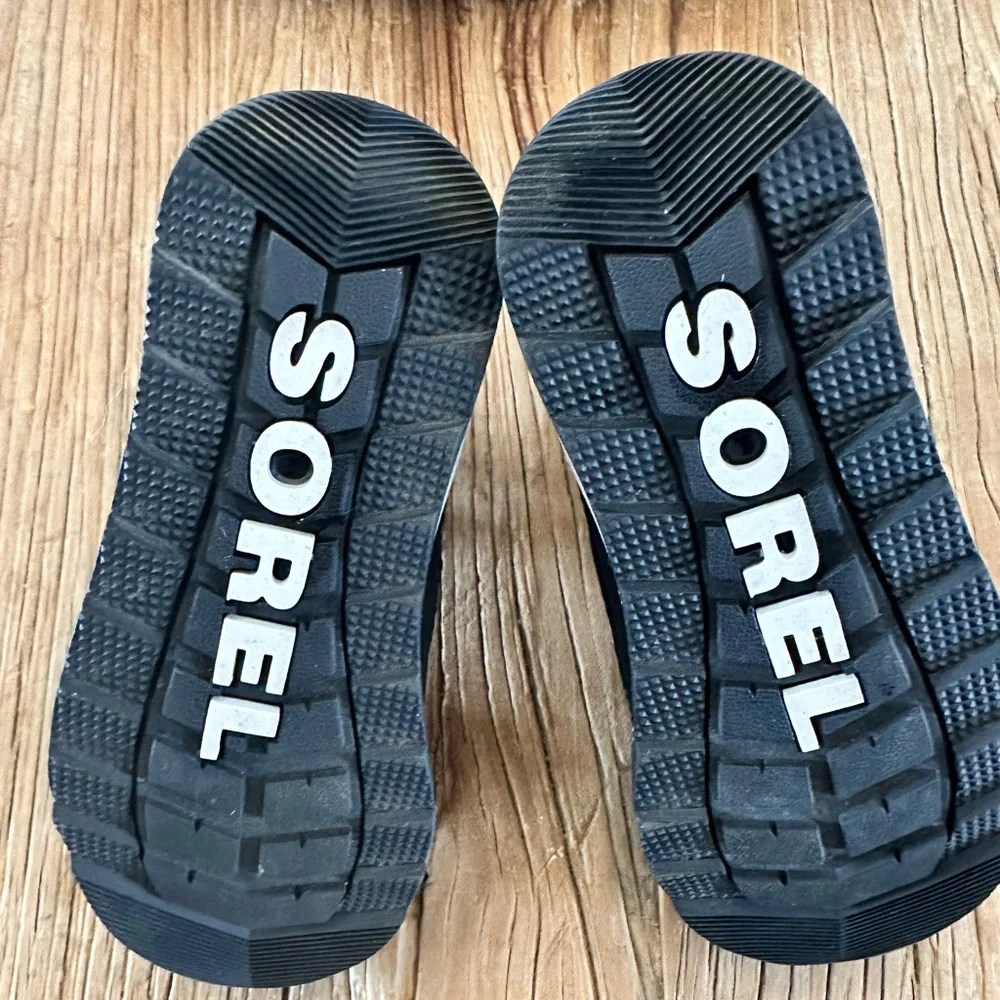 Sorel Kids Black Snow Boots with Red Laces